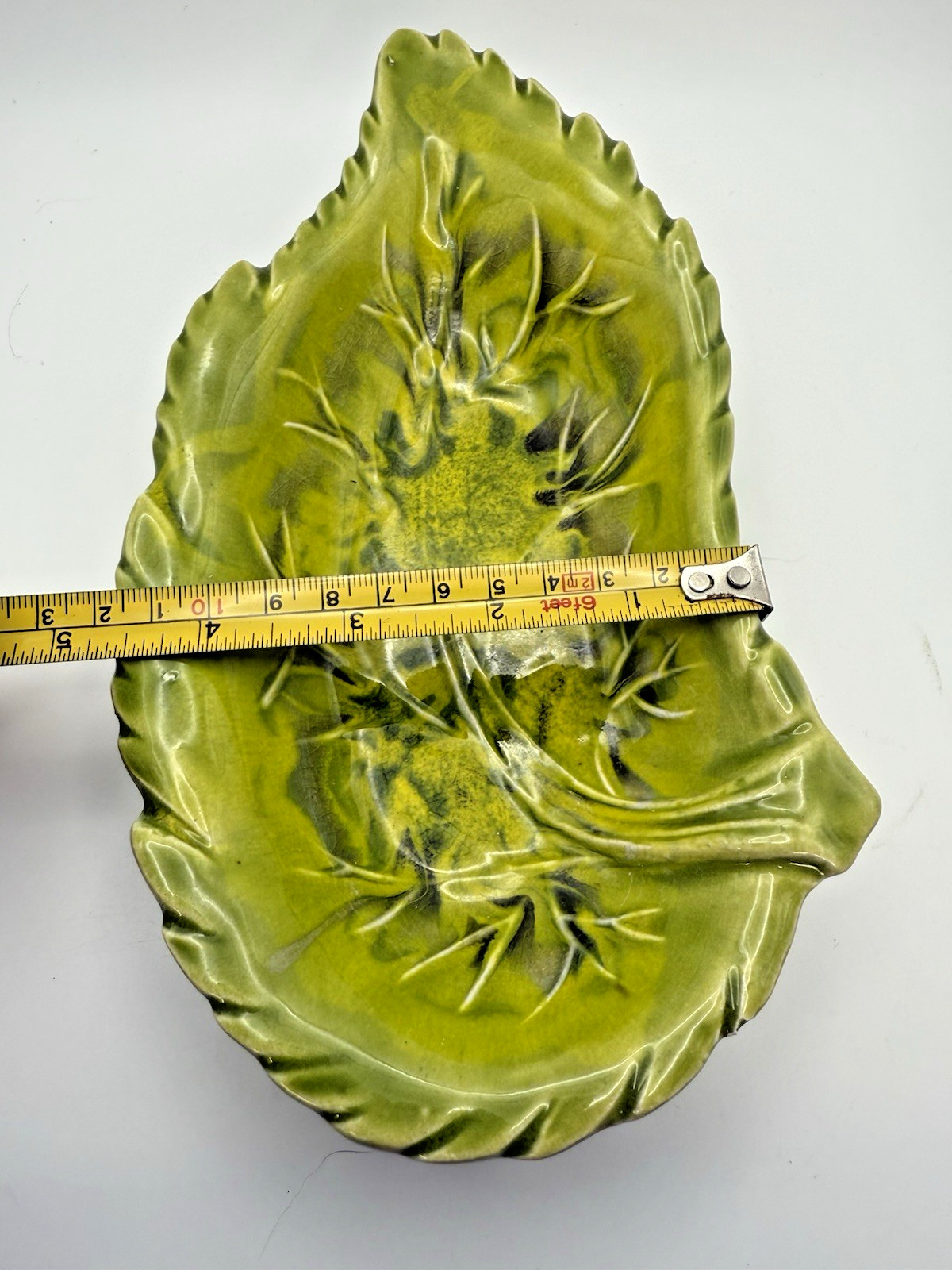 Green Leaf Dip Bowls Set 4 California Original 594 USA Drip Glaze Pottery VTG