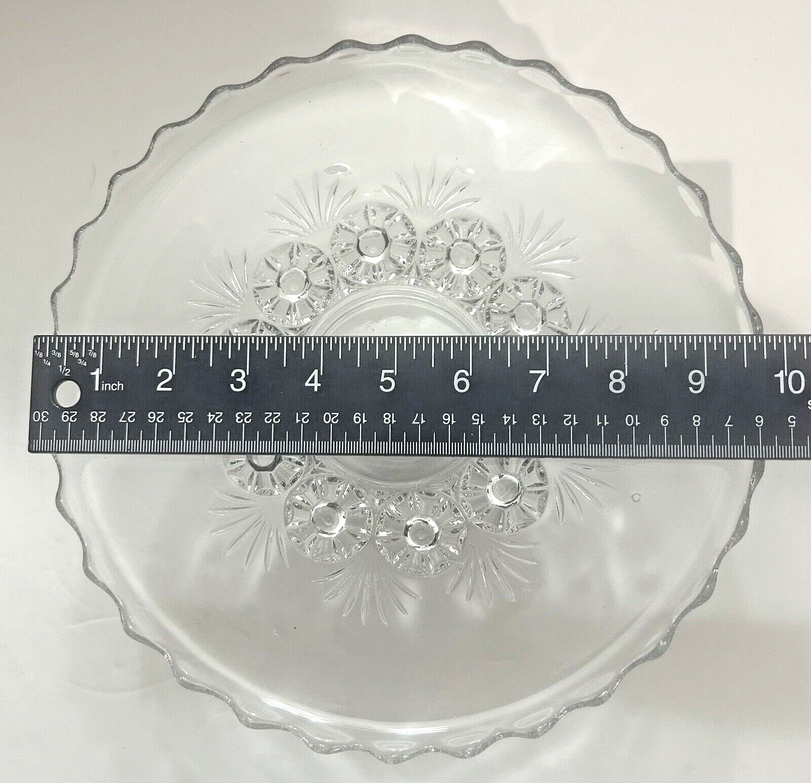 ANTIQUE EAPG Bryce Higbee Charm Glass Cake Stand Rosettes & Palms Gorgeous