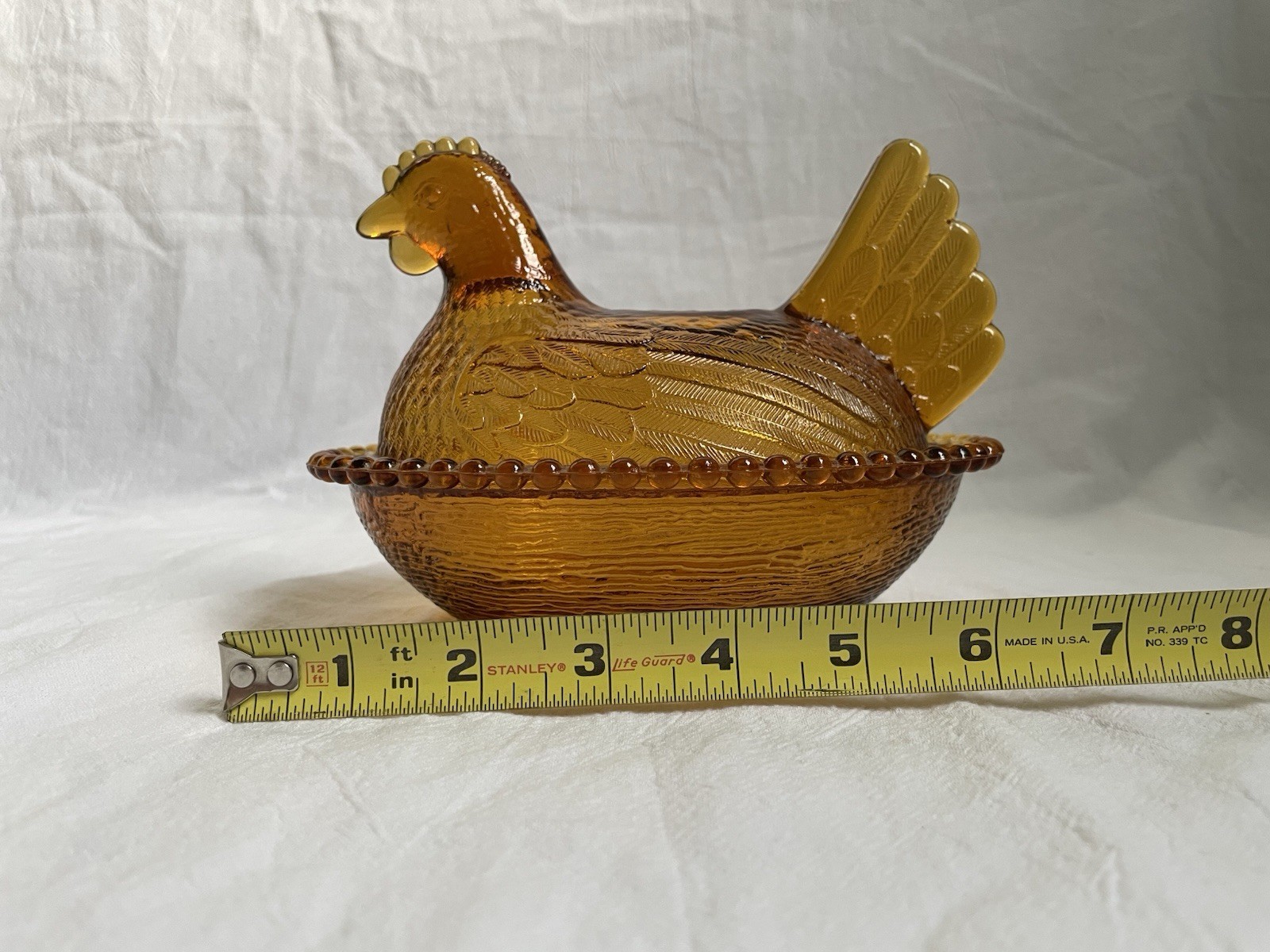 Vintage Indiana Glass Hen On Nest Dish Amber Gold Color Cottage Core Granny Core
