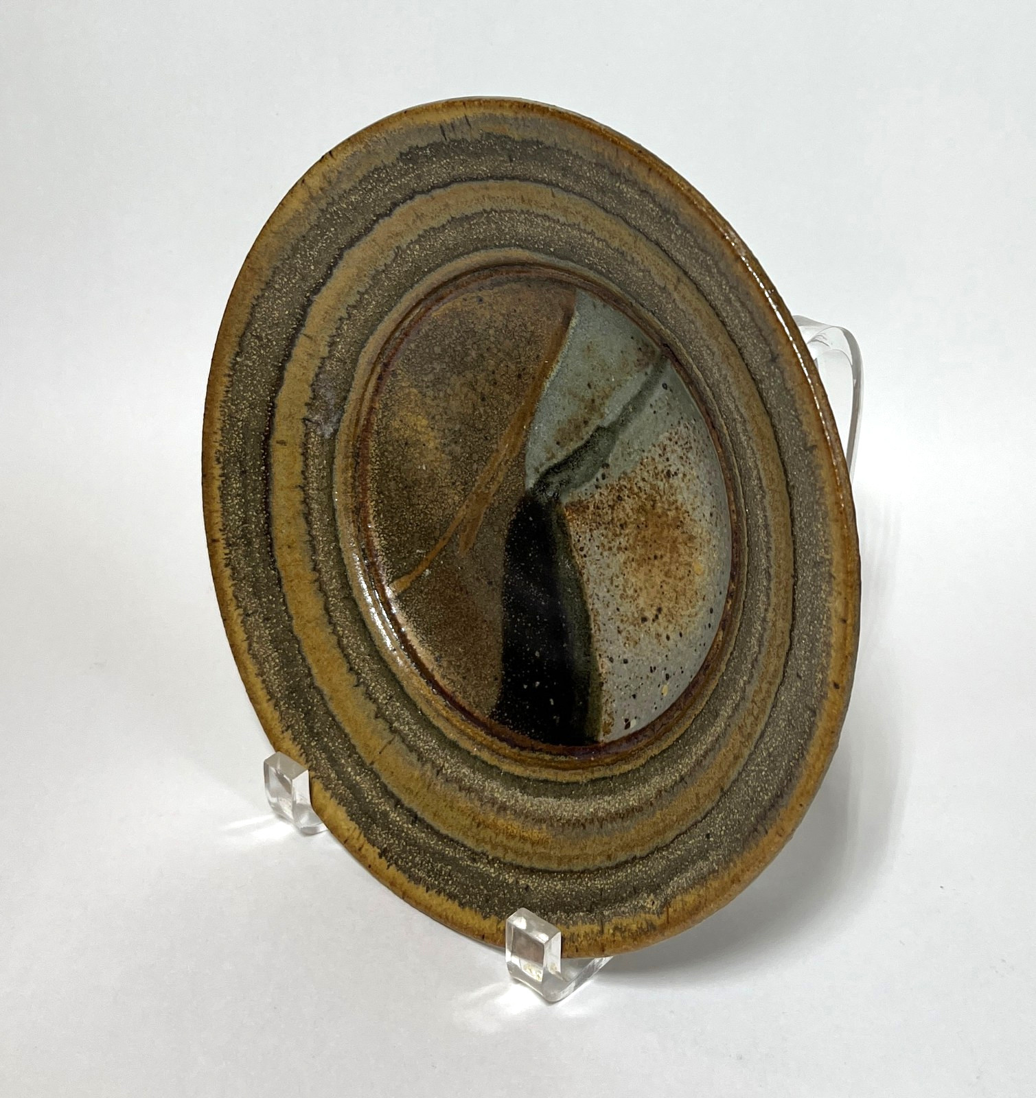 Signed Minor 1973 Studio Art Pottery Stoneware Plate Contemporary Modern