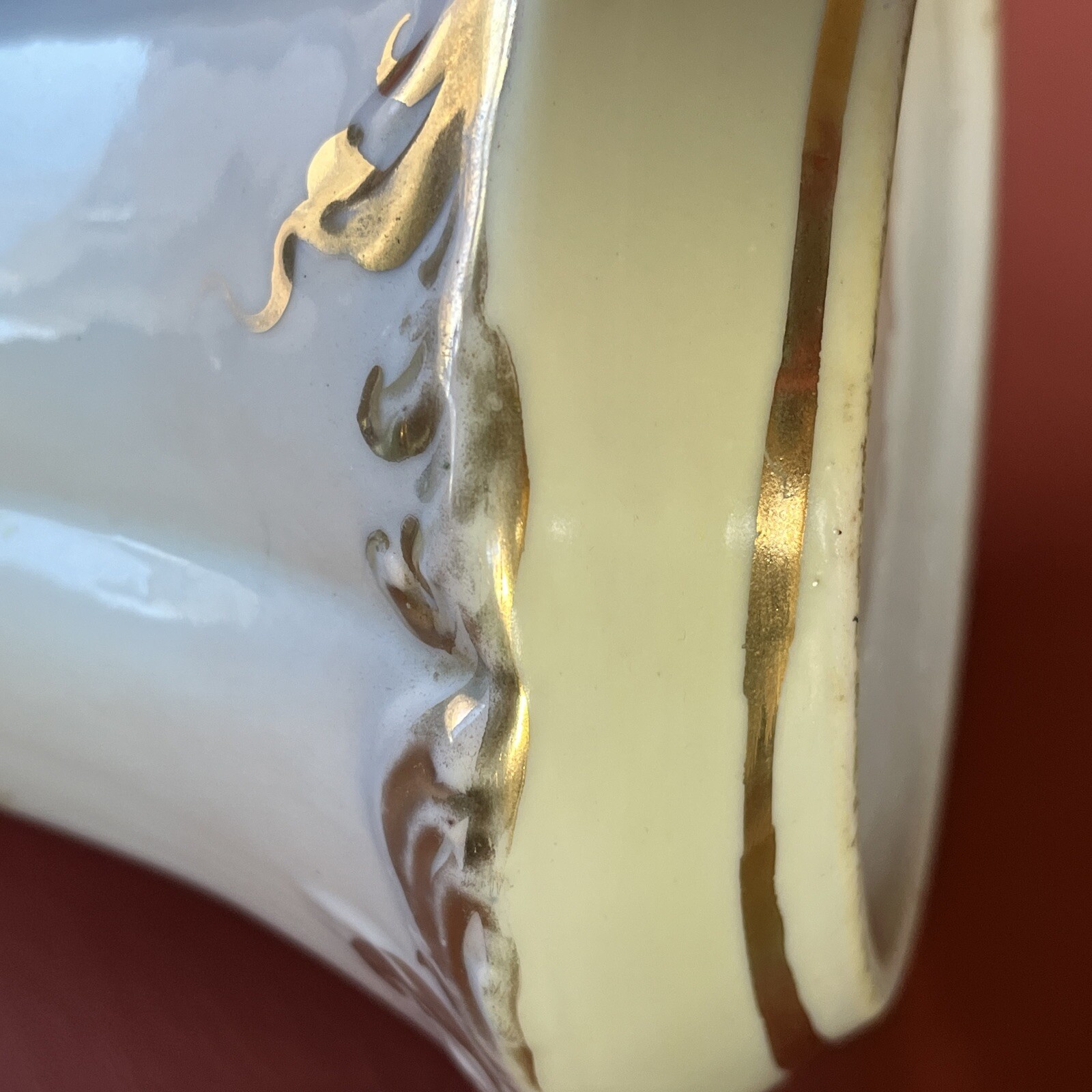 Antique Tall Pitcher Hand Painted Vase Tankard Ewer Roses Gold 15.5