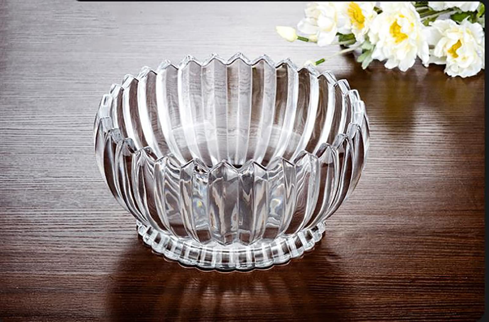 Glass Candy Plate with Cover, Crystal Candy Bowl, Fruit Plate, Decorative Bow…
