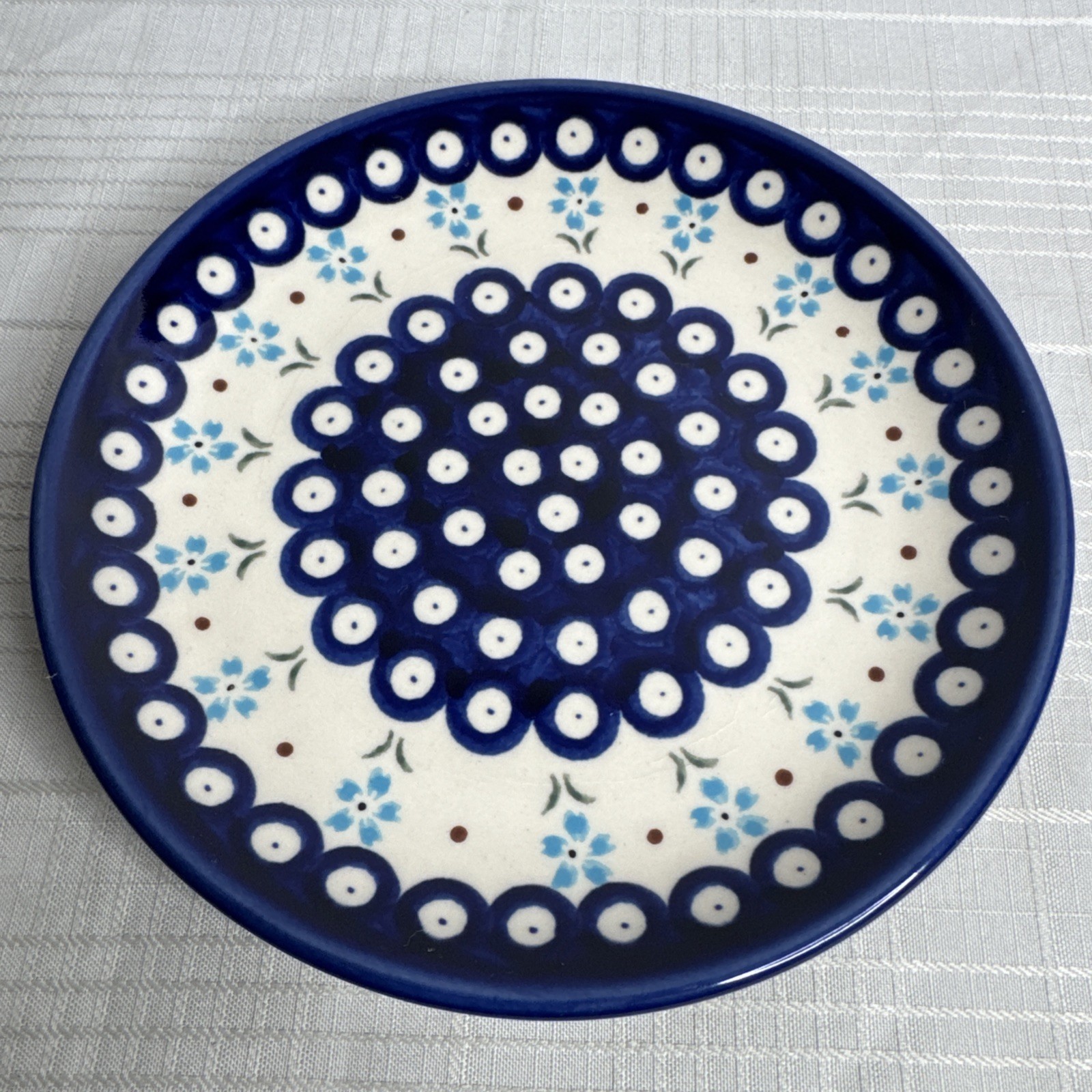 Boleslawiec Polish Pottery Salad/Dessert Plate Flowering Peacock 7.75″ SET OF 4