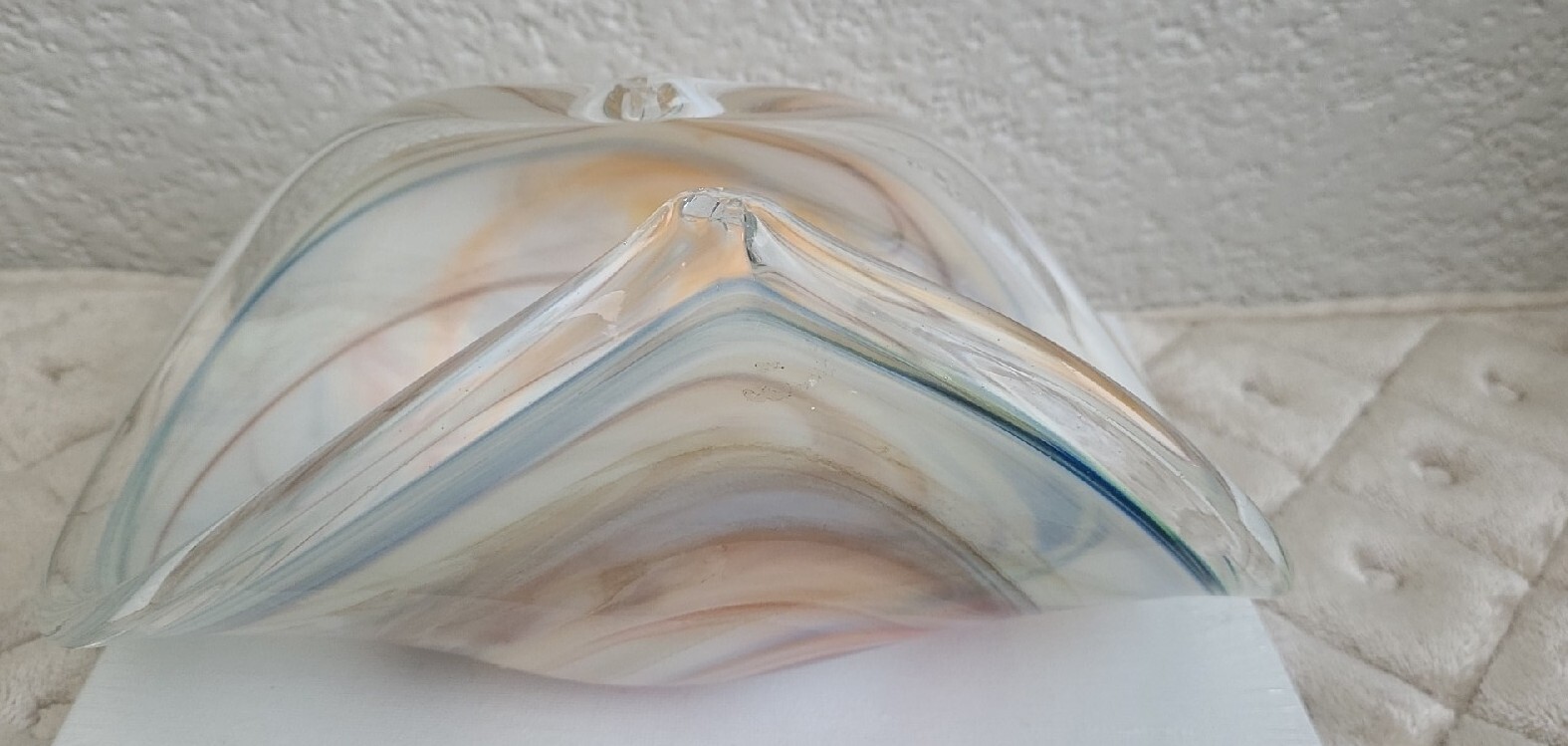 MURANO FILIGREE BOWL WITH FOLDED EDGES LARGE 10: LONG MULTI Color SWIRL