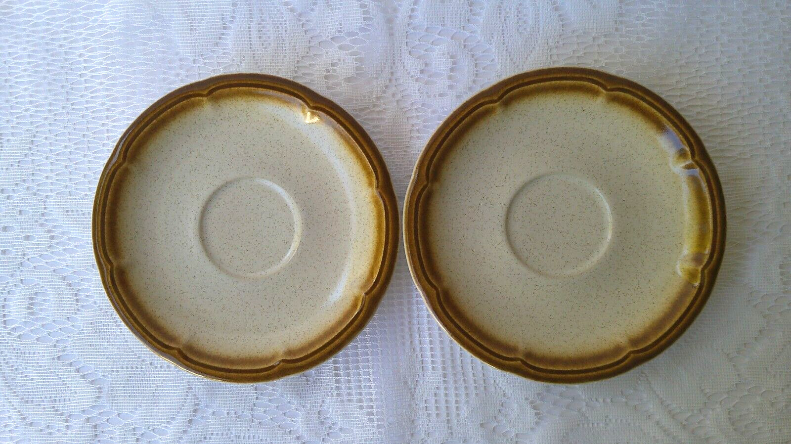 70s Vintage MIKASA Provincial JC000 Set of 2 Stoneware Saucer Plates Replacement