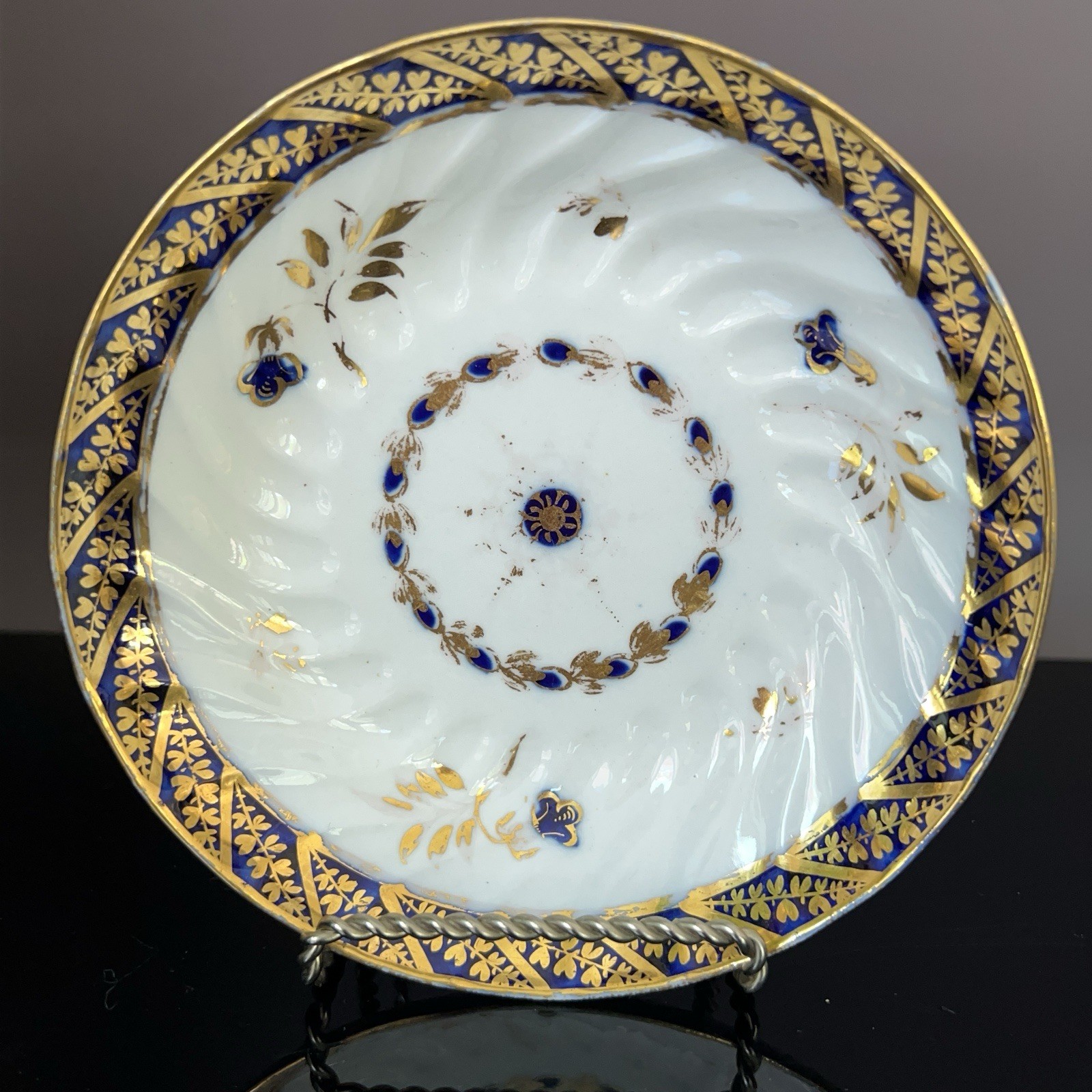 Antique Early Coalport Cup Saucer John Rose Period C1790s England Porcelain Gilt