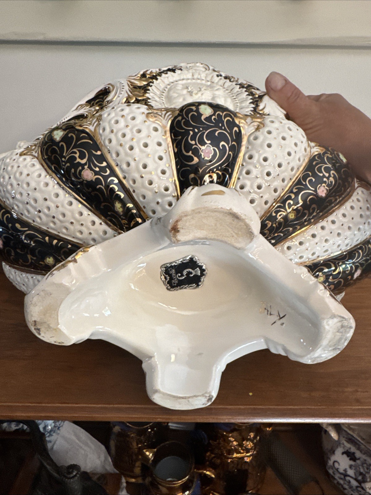 Vintage Mid Century Italian Capodimonte Cherub Porcelian Fruit Bowl Centerpiece