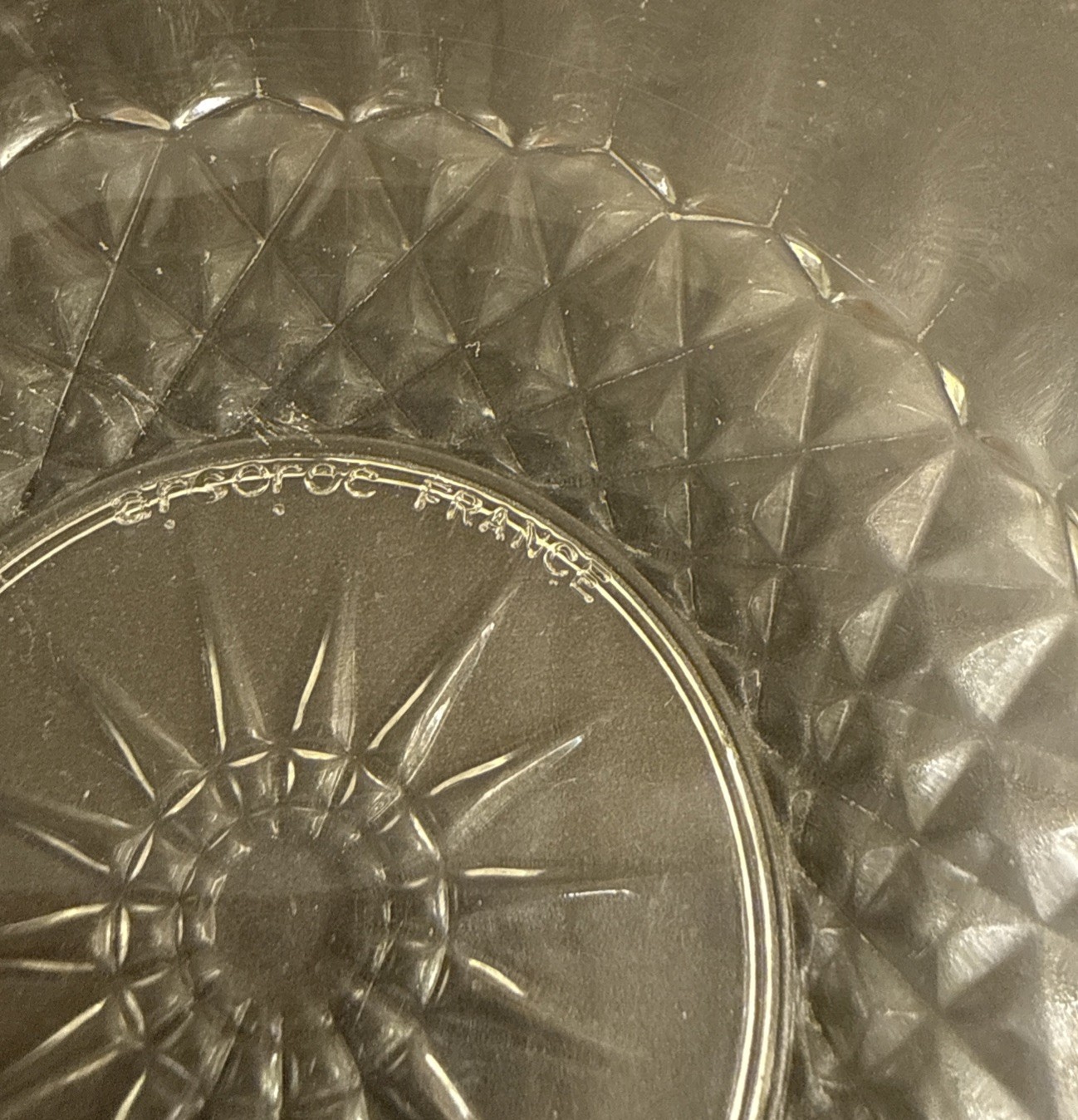 2 Vintage Arcoroc France 4in Clear Glass Berry Bowl Starburst Diamond