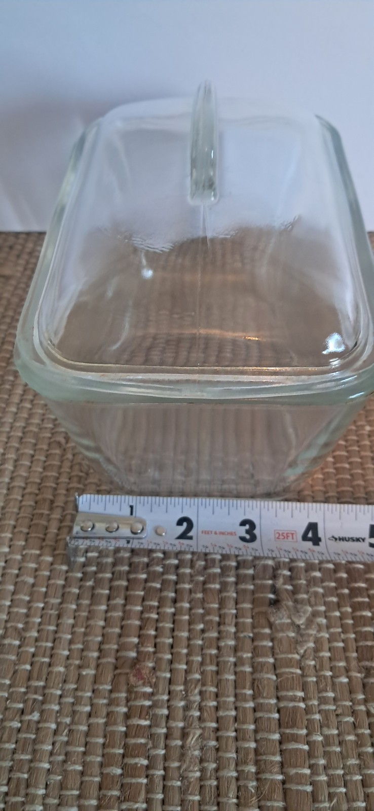 Vintage Clear Glasbake Art Deco Fin Lid Bread Casserole Lidded 1.5 Quart Dish