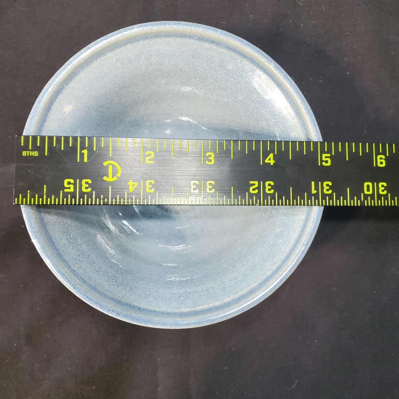 Hand Thrown Art Pottery Bowl Blue and Grey Glazed Signed 5″ Wide Stoneware