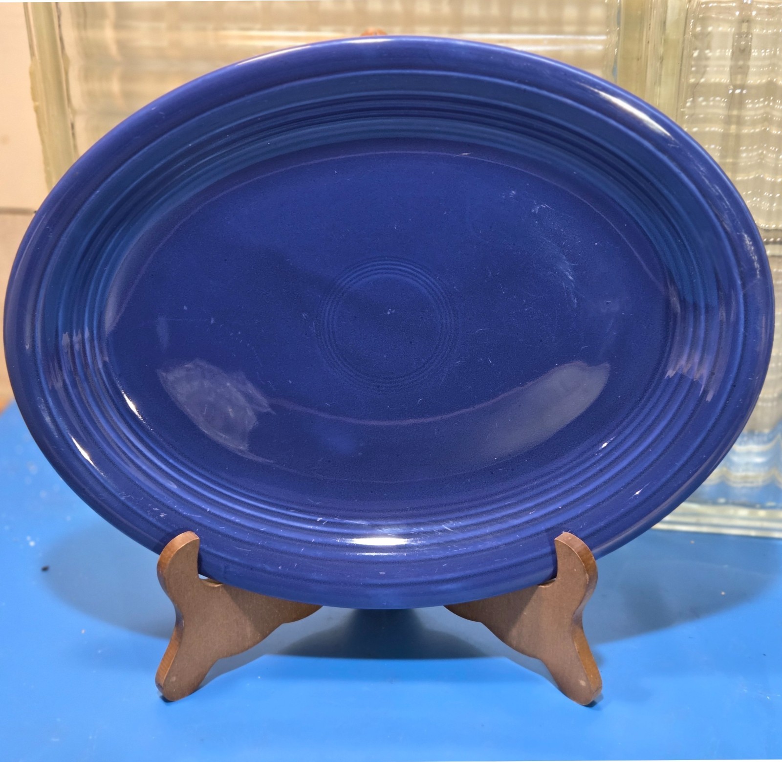 Homer Laughlin Fiesta 0val Serving Platter in Original Cobalt Blue 1936-1969