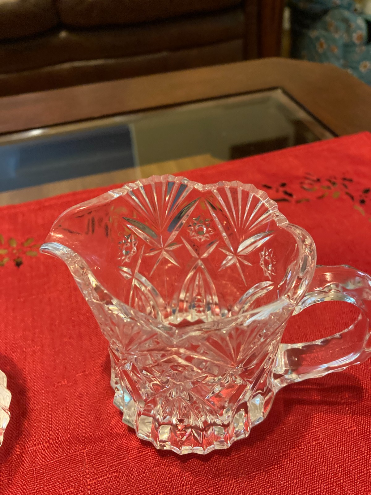 Vintage American Brilliant Cut Glass Creamer and Sugar Bowl