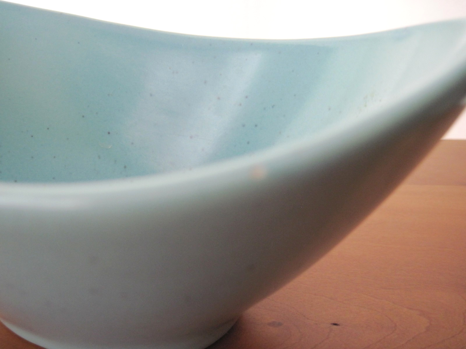 Vintage MCM Turquoise Asymmetrical Bowl Ceramic 9.5″