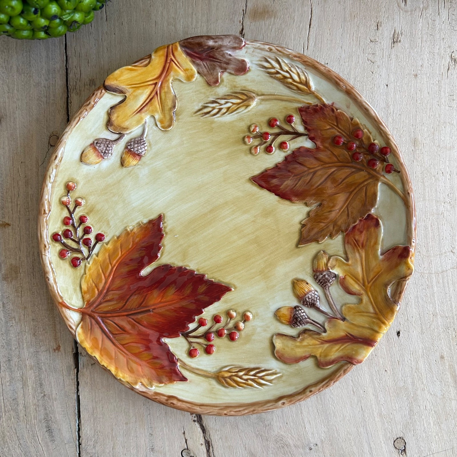 Fitz and Floyd Classics Harvest Gourmet Canape Plate Acorns Thanksgiving Fall