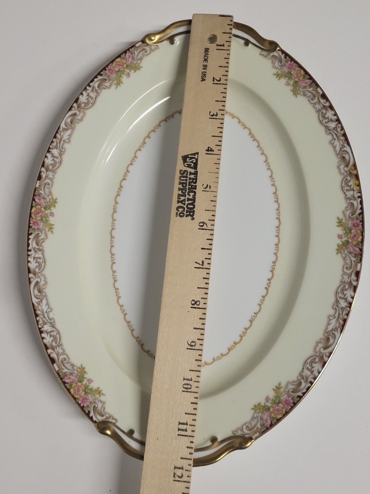 Vintage Noritake Japan M Mark Serving Platter Harmony 3906 Pink Floral Gold Gilt