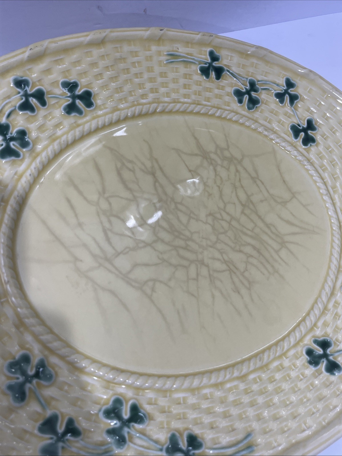 VTG Bordallo Pinheiro Portugal Lucky Shamrock Oval Serving Platter 15.5” L