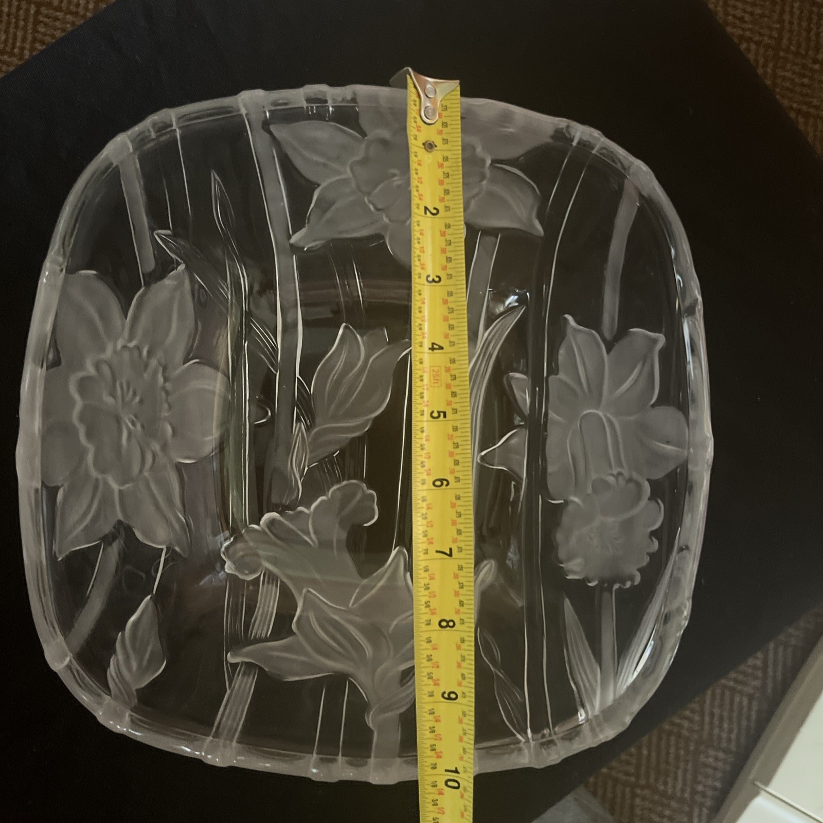 Vtg Rare Crystal Clear Studios 1989 Heavy Daffodils Serving Crystal Fruit Bowl