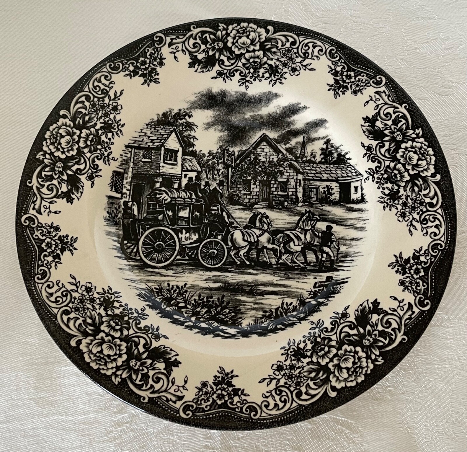 RARE! Royal Stafford – COACHING SCENE in Black – 8.25″ Salad Plate – Mult avail