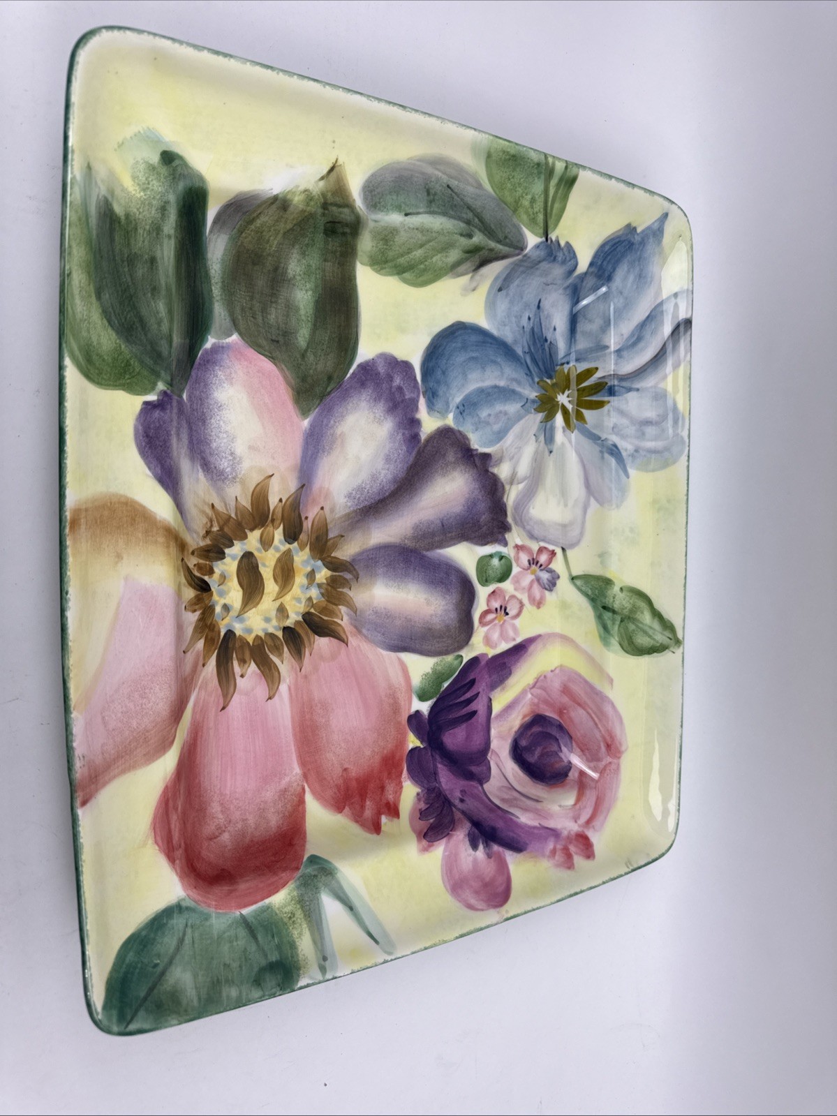 Pfaltzgraff Flower Market 16″ Square Tray Platter w. Label