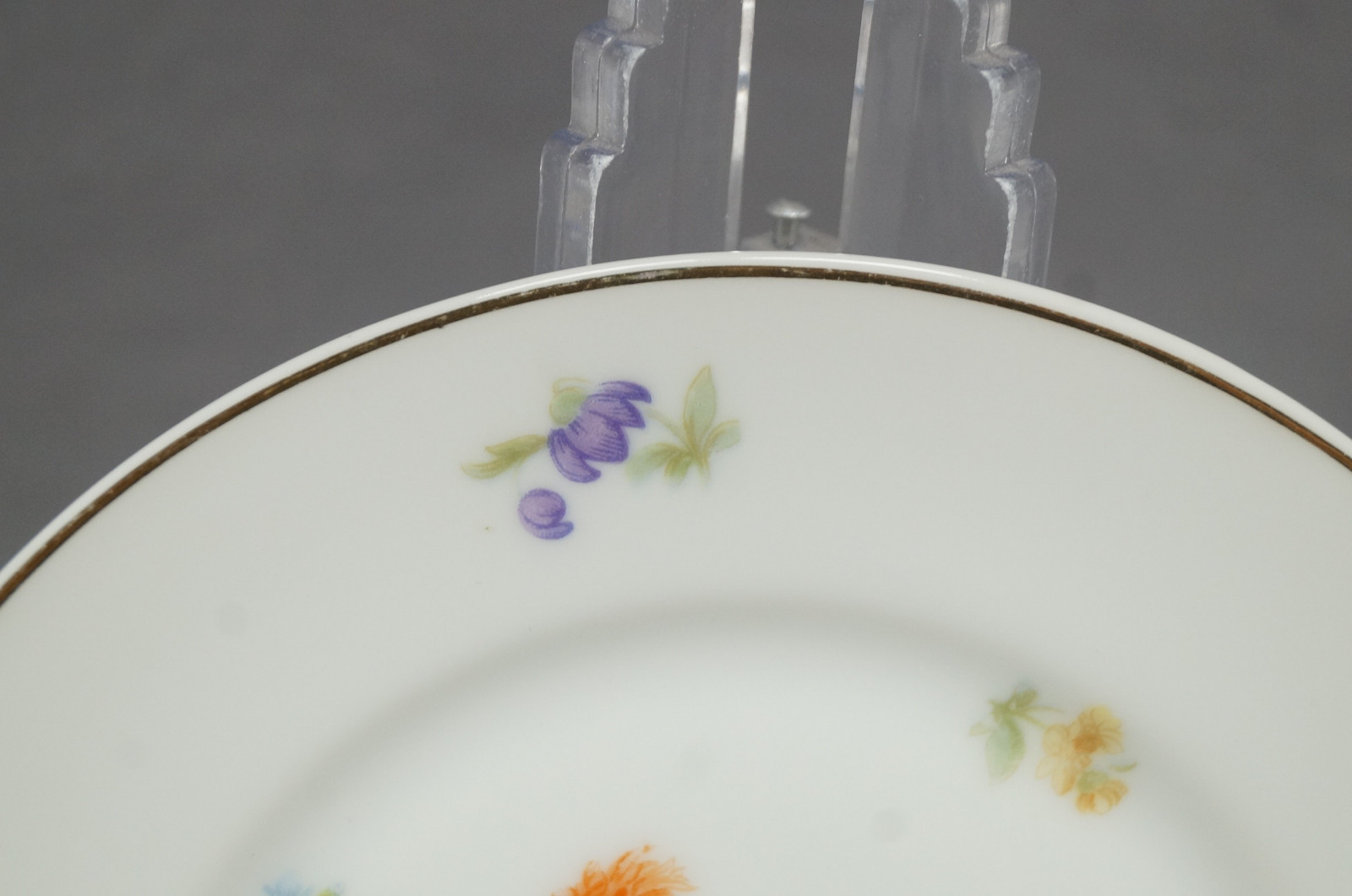 Pair of Rosenthal Dresden Flowers & Gold 6 1/8 Inch Bread Plates Circa 1901