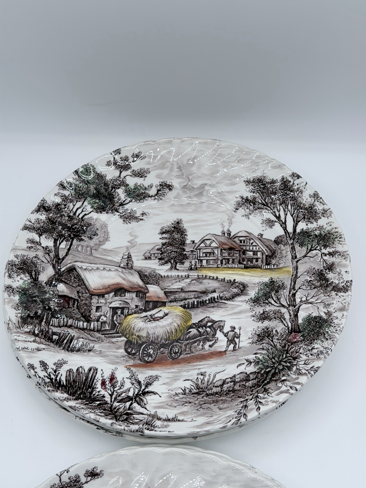 Staffordshire Ironstone Yorkshire Multicolor Dinner Plate England Set of 6