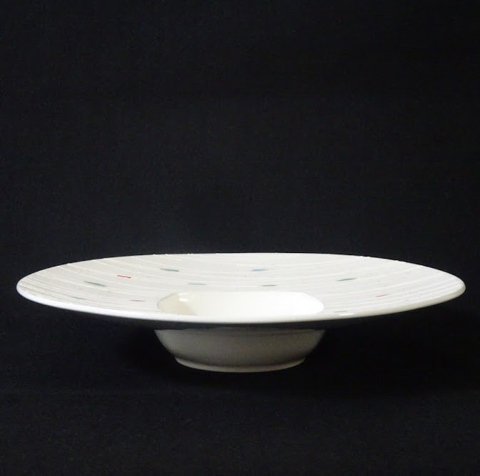 Arita Ware Dinner Plate 9.6in Japanese Porcelain Wide Rim Bowl White Shimmer New