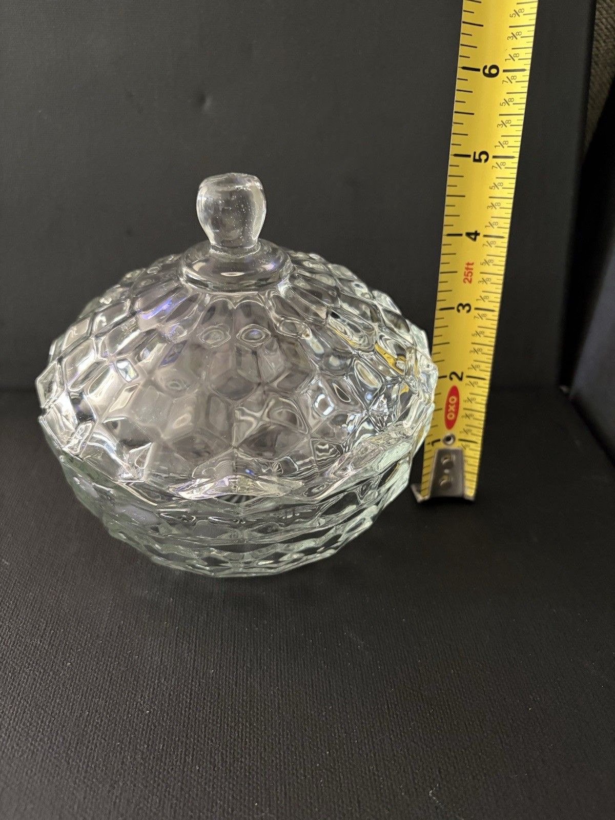 Fostoria Vintage American Covered Candy Dish With Lid Clear Cubist Glass