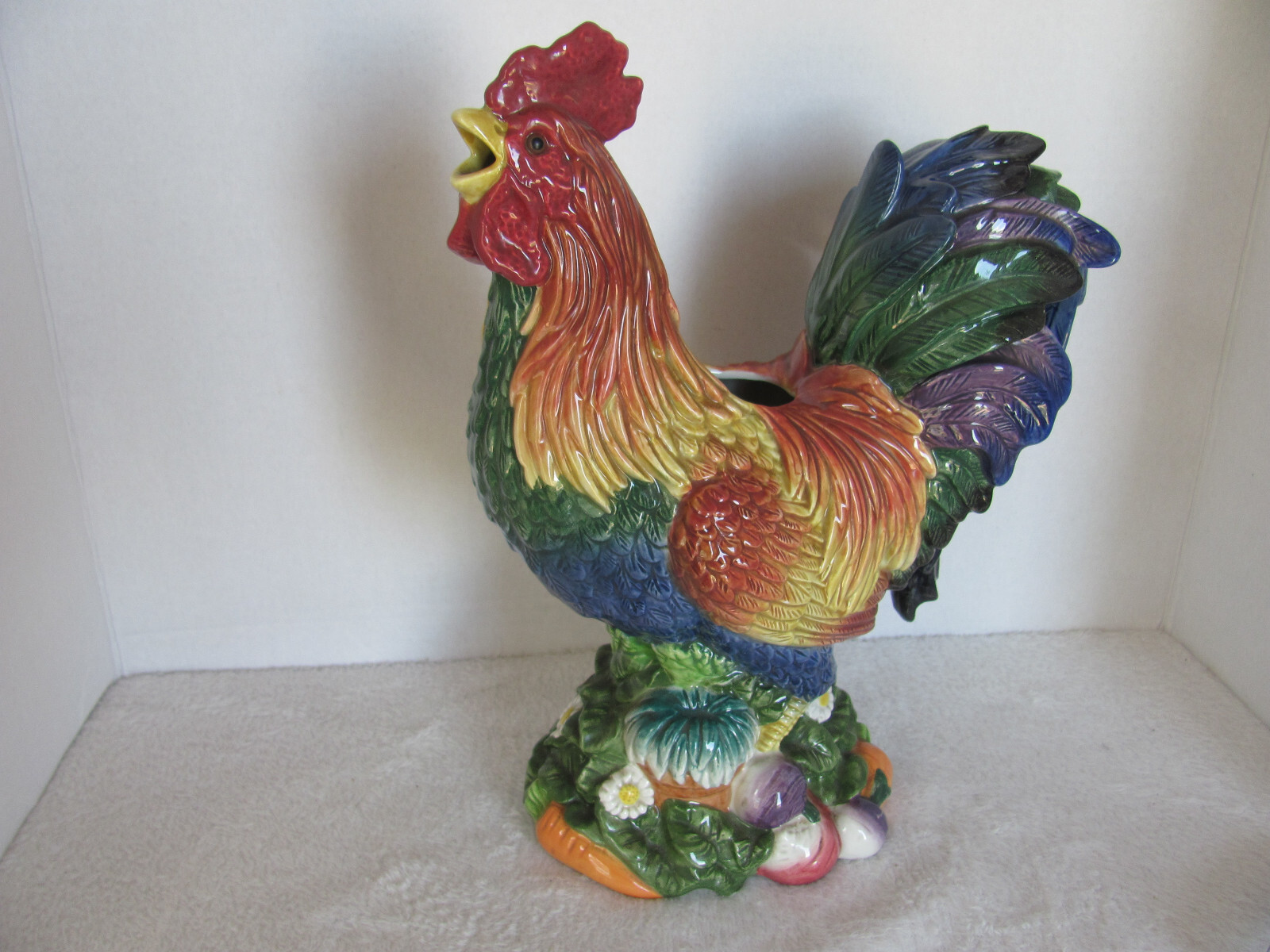 Fitz & Floyd Classics Country Gourmet Rooster 12” Tall Pitcher Centerpiece