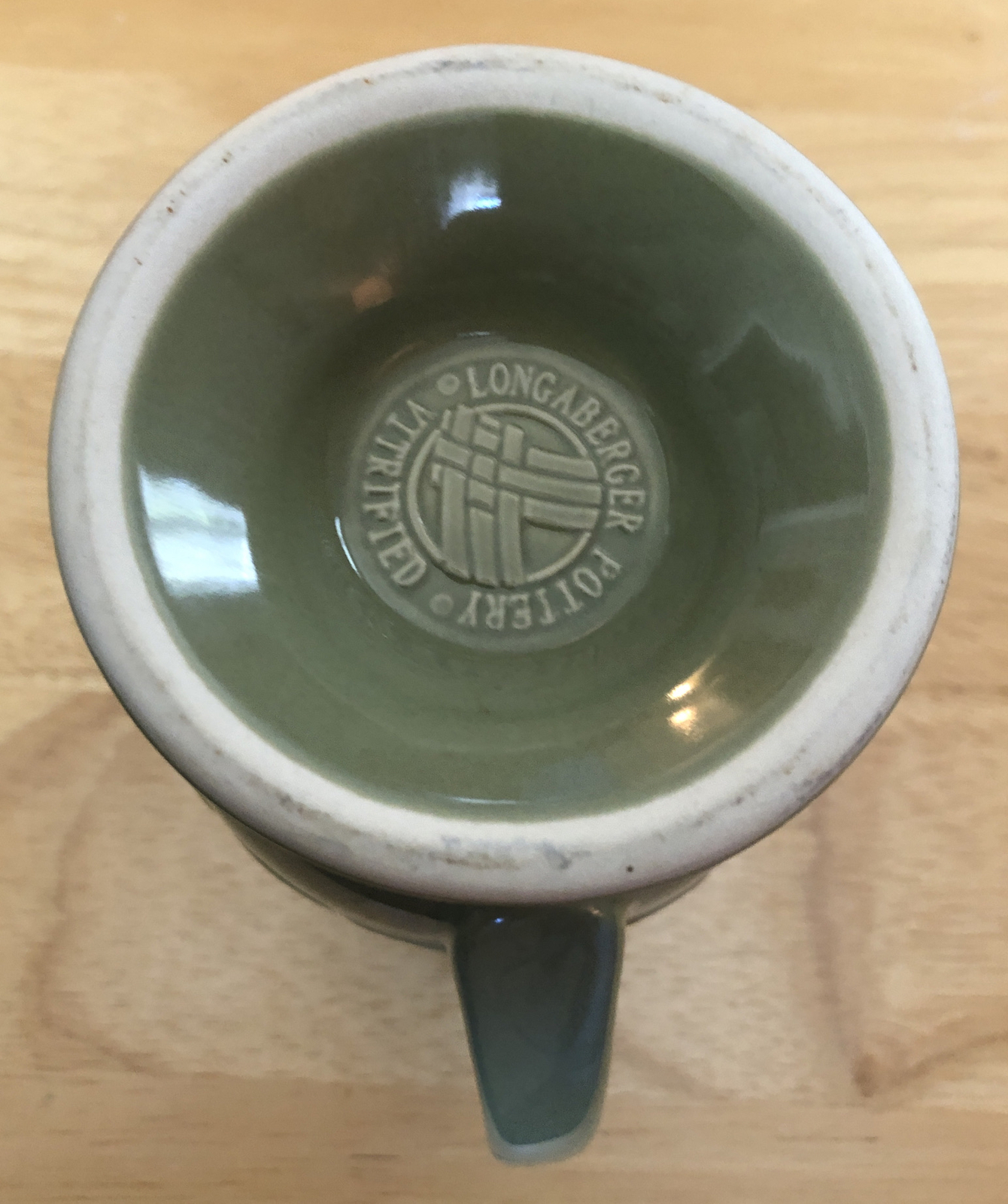 LONGABERGER Latte MUGS SAGE – 16 OZ 5 1/4” Tall Green Pottery Cup Vintage