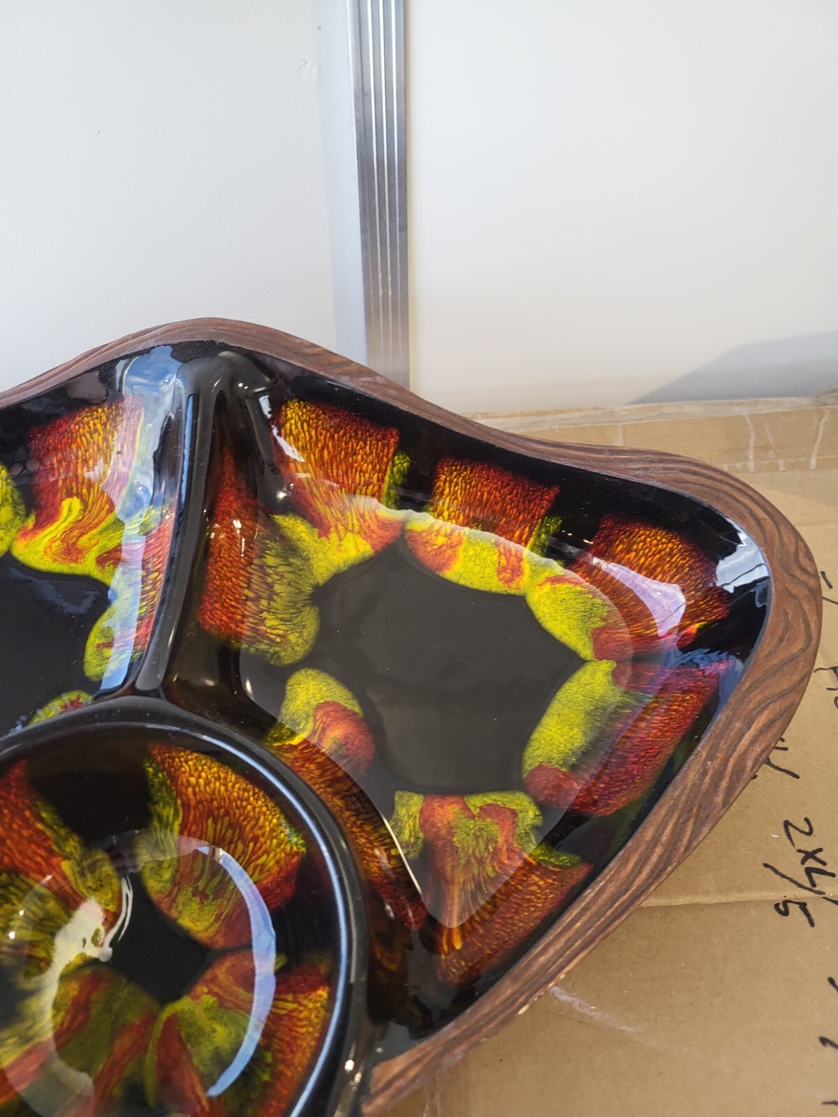 Sequoia Ware 663 USA Mid Century Drip Glaze Divided Condiment Tray