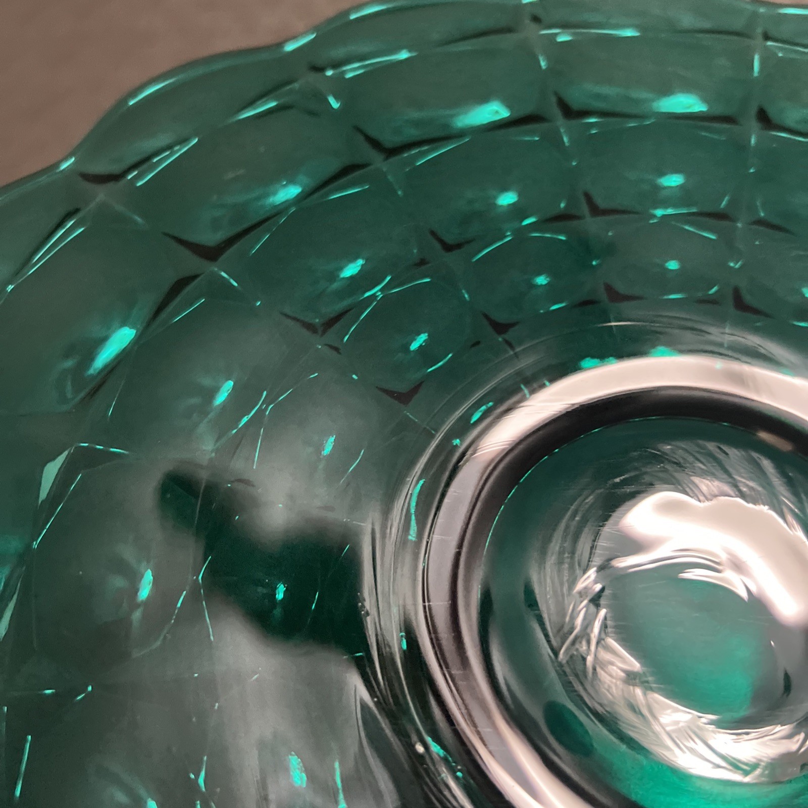 RARE VTG Teal Green Indiana Tiara Glass 13.25″ Constellation Cake Plate Stand