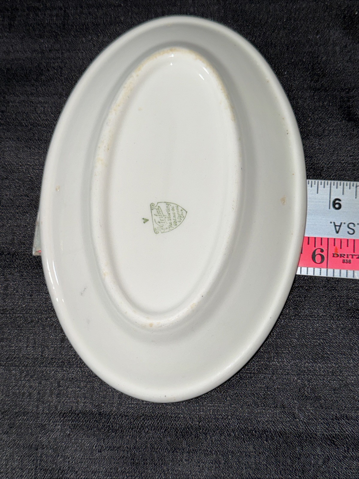 15.5” Sterling Vitrified China Restaurant Ware Green Oval Patter Plate Lot Of 3