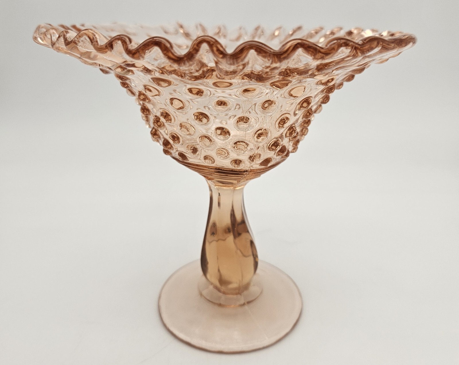 Vintage Fenton Pink Glass Hobnail Compote Candy Dish 5 1/2 Inches Tall
