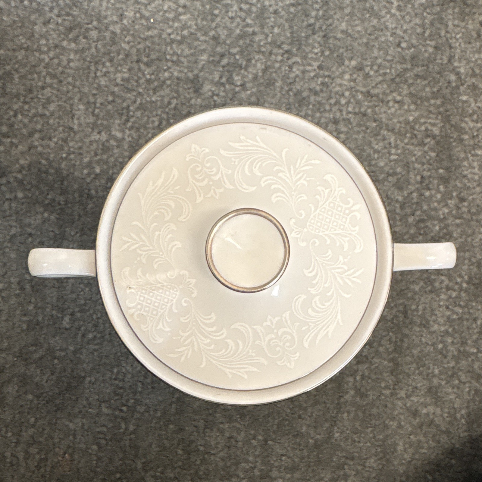 White Sango China Japan Set With White Engravings With Black Rims