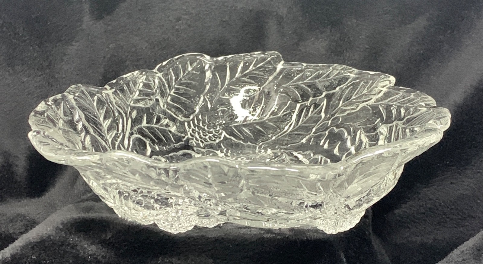 Vintage Indiana Glass Loganberry Clear Triangular Bowl Candy Dish 7″
