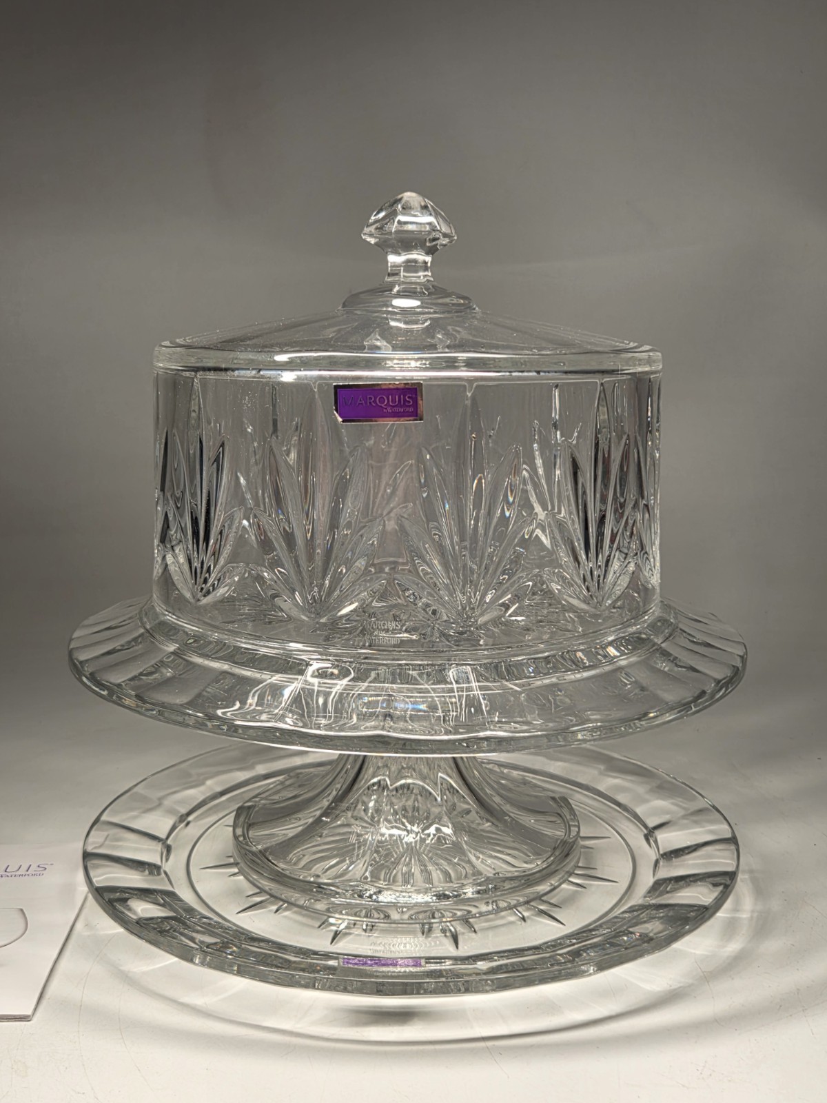 Marquis by Waterford Crystal 4 in 1 CASEY Medium Cake Plate Stand Dome With Box