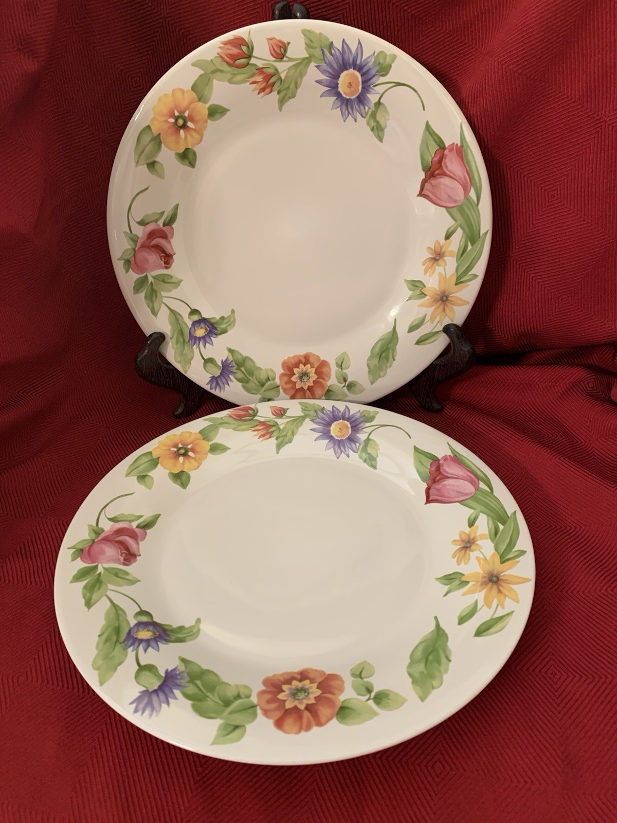 Pfaltzgraff EMMA Floral 12″ Chop Plates/Chargers/Serving Platters Set of 2