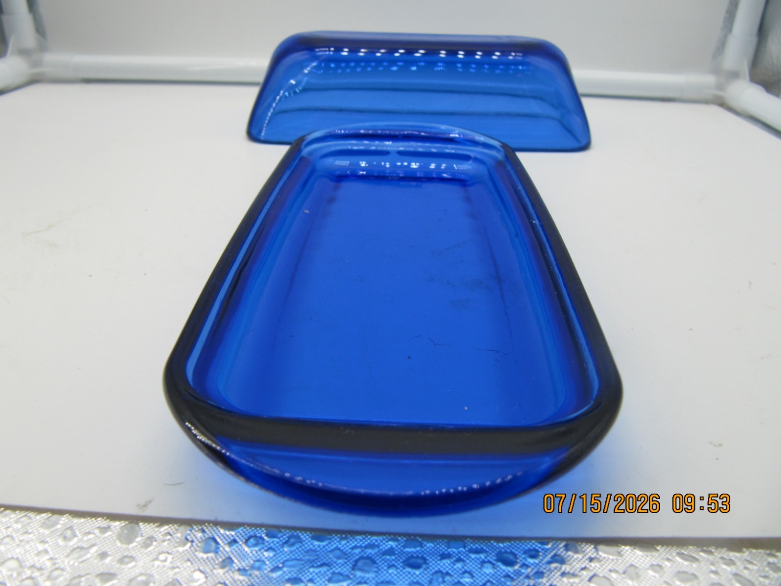 VINTAGE Anchor Hocking Presence Cobalt Blue Glass Butter Dish & Lid Made in USA