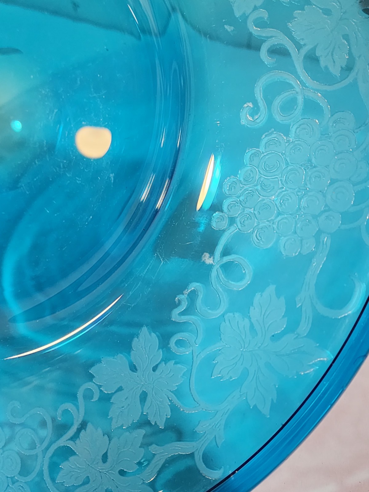Sinclaire Steuben Engraved CELESTE BLUE 16″ Glass Plate Possible Shape 2906