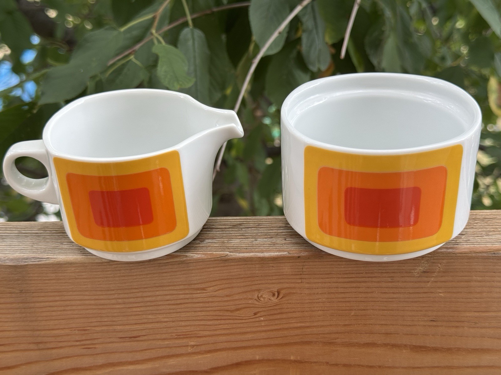Vintage Rosenthal Studio Line Wolf Karnagel MCM Creamer & Sugar Pot Set Orange