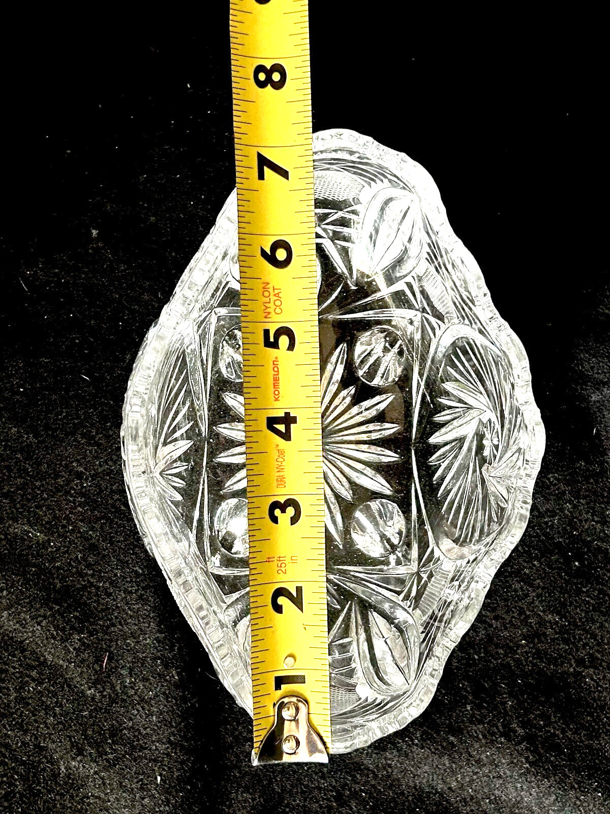 Crystal Glass Footed Bowl 7”L x 5”W X 4”H Vintage