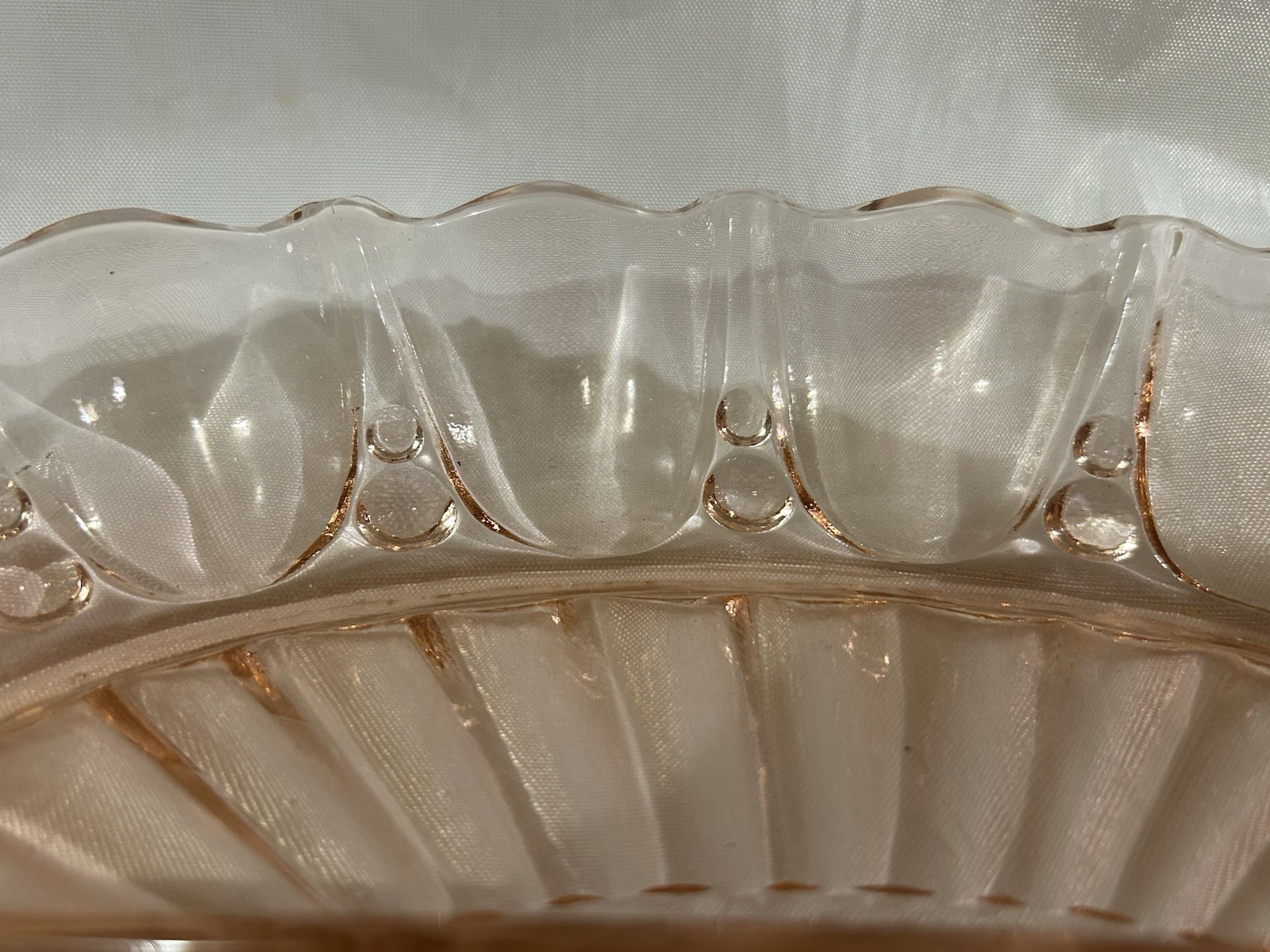 Vtg Pink Depression Glass Oyster and Pearl Divided Relish Tray Anchor Hocking