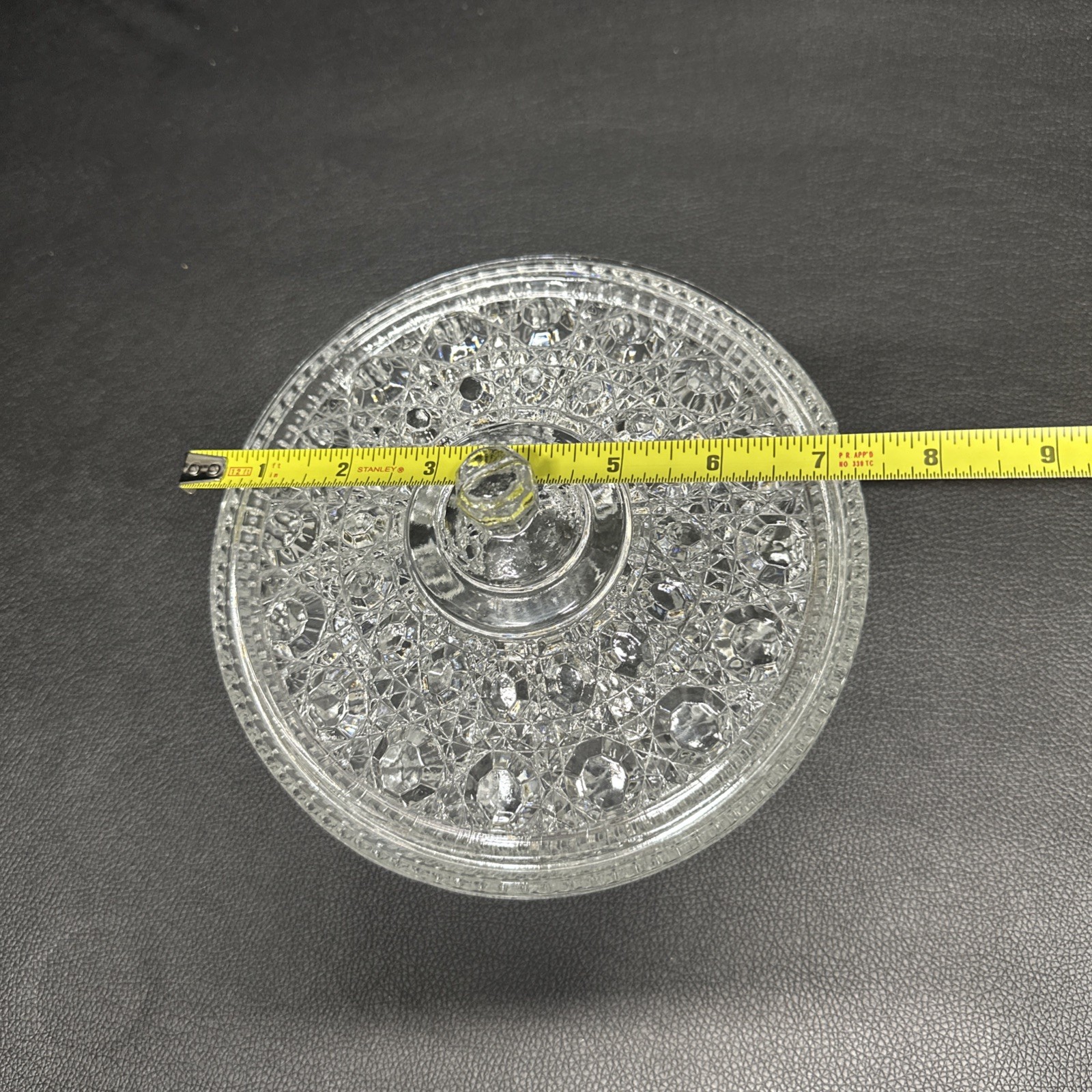 Vintage Windsor Button and Cane Pressed Indiana Glass Clear Covered Candy Dish