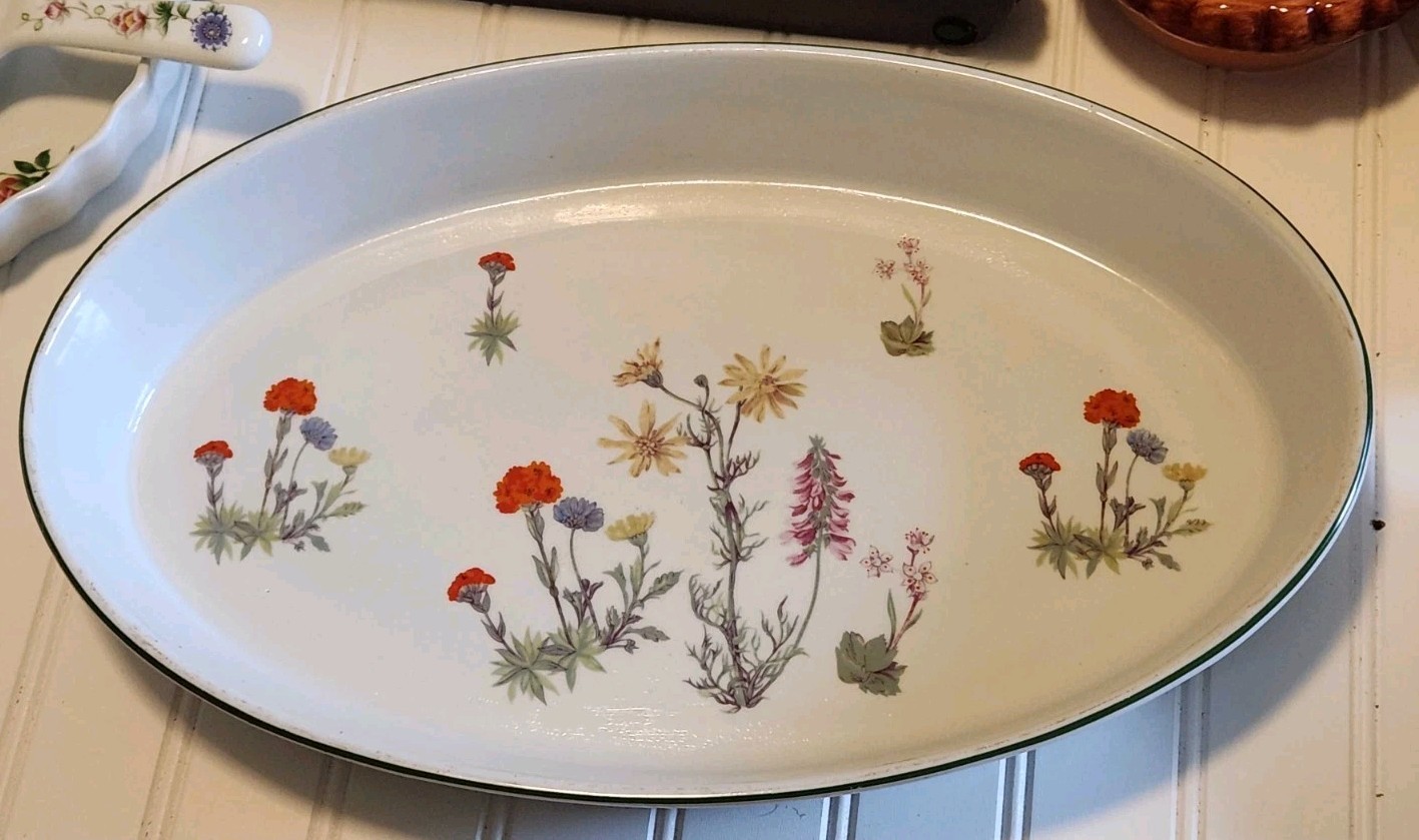 Philippe Deshoulieres Limoges Wildflower Oval Serving Platter 18″ France VTG