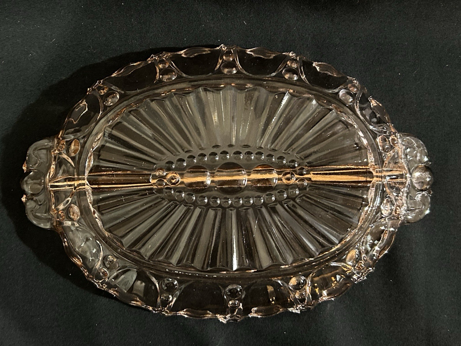 Vtg Pink Depression Glass Oyster and Pearl Divided Relish Tray Anchor Hocking