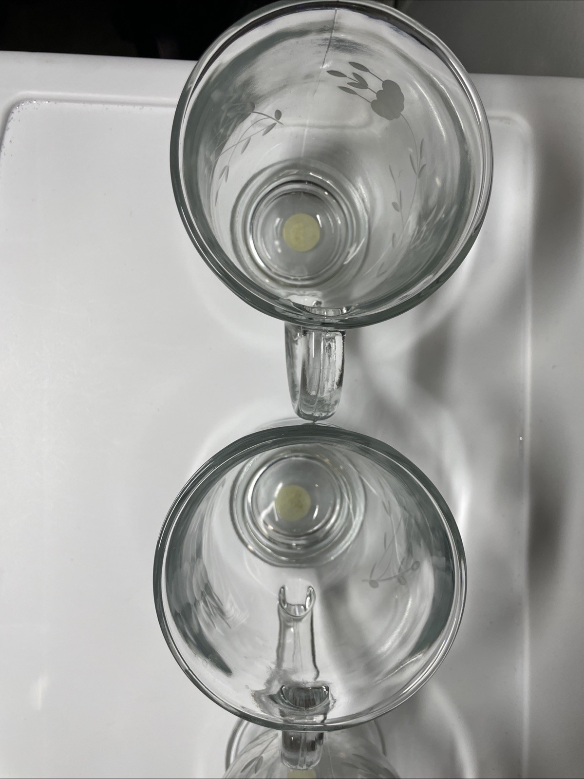 Princess House Vintage Etched Glass Heritage Cafe Style Coffee 15oz Mug SET OF 4