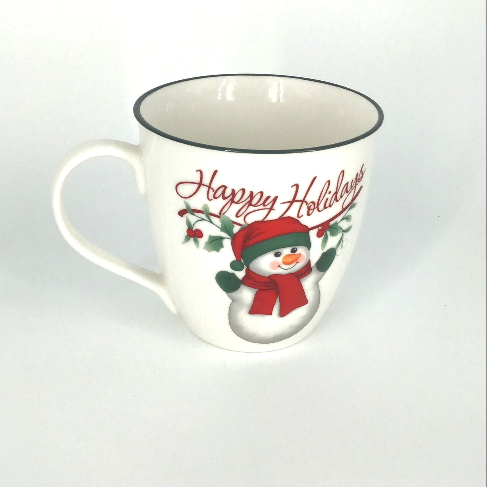 Pfaltzgraff Winterberry Mug Happy Holidays Snowman 20 oz 4.25″ D 4.5″ H