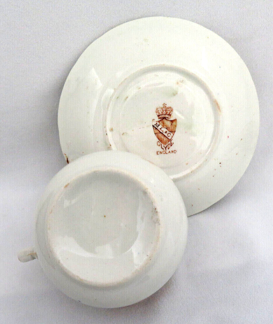 Brown Transferware Cup & Saucer M. L. & Co. Staffordshire England “Clyde”