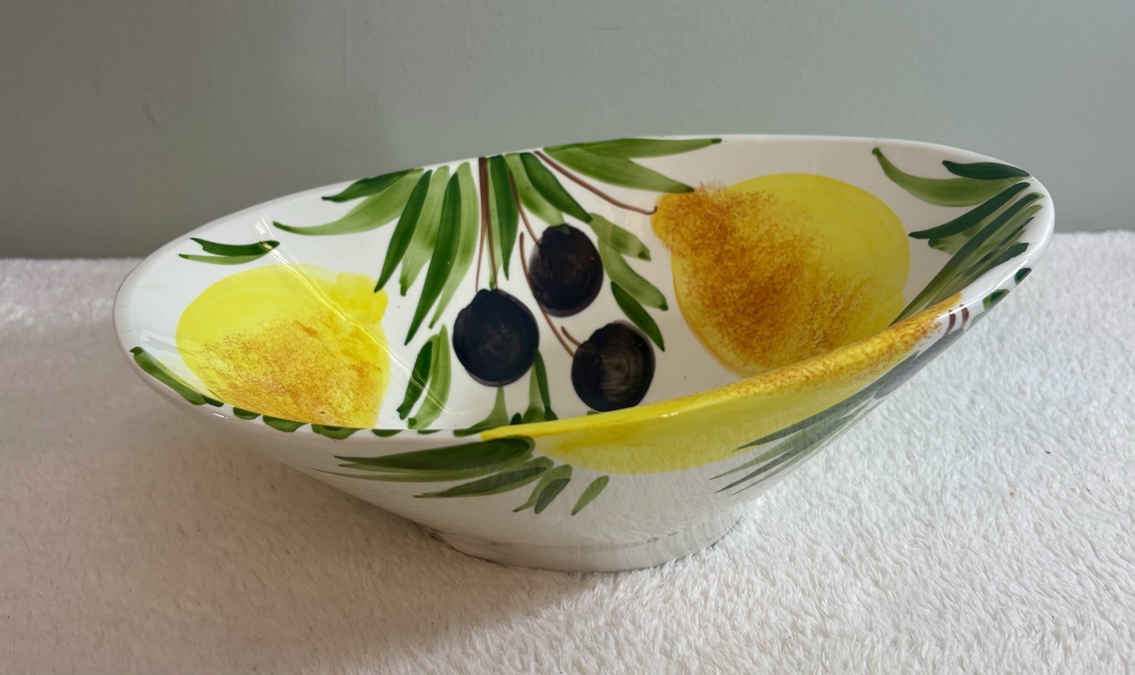 Bassano Ceramics 10.5” Hand Painted Asymmetrical Ceramic Bowl. Made In Italy.