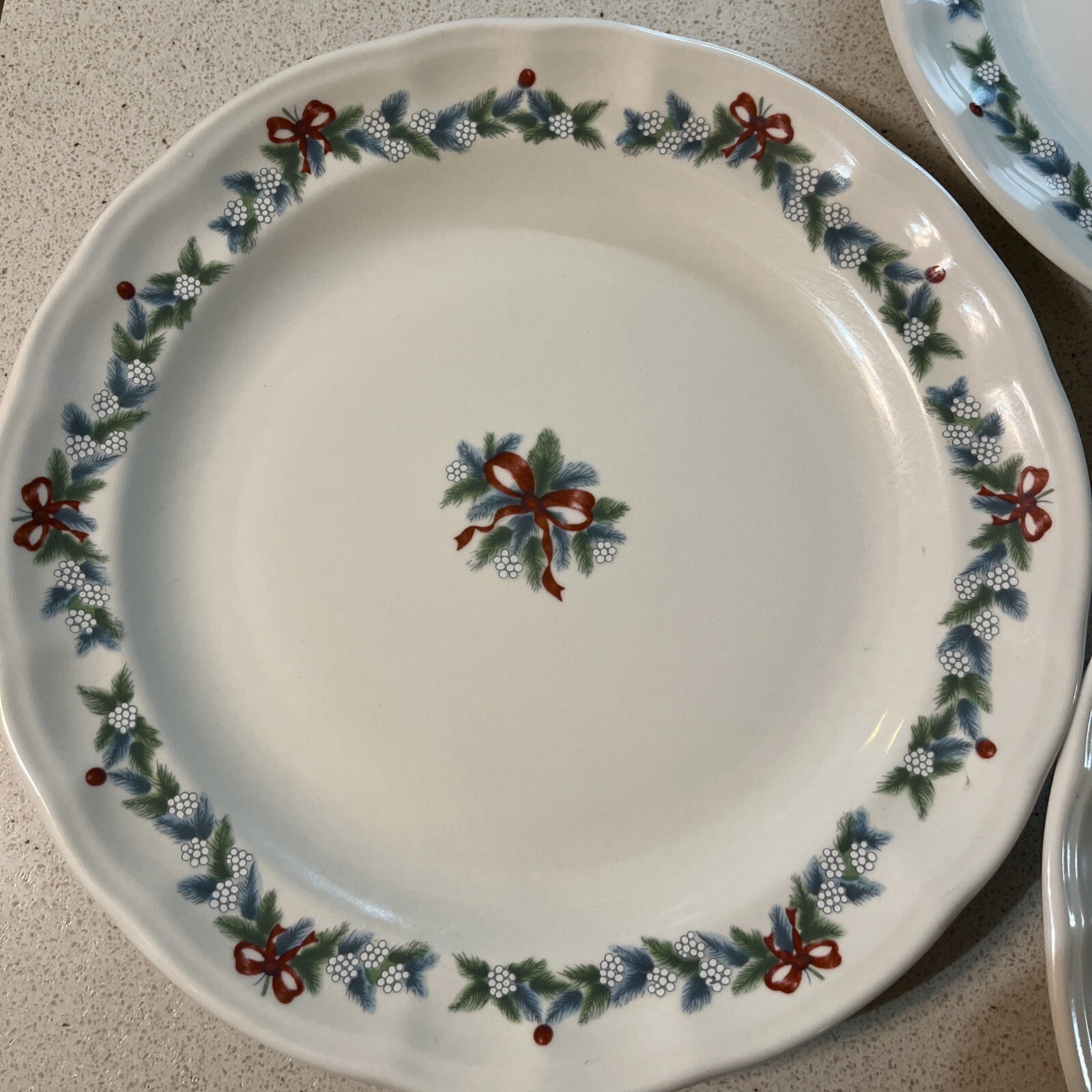 3 Pfaltzgraff Red Ribbons Dinner Plates 11 1/8” Diameter 1994-1997